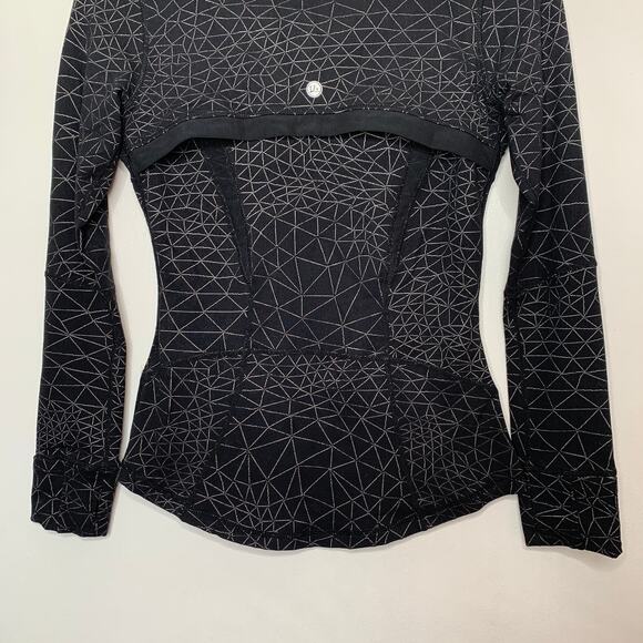 QueenieKe women's black geometric print full zip slim fit running jacket XS - Picture 6 of 9